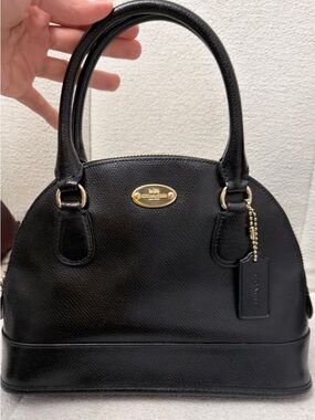 Coach Black Leather Small Dome Satchel with Gold Hardware